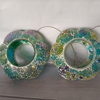 Décoration extérieure faite à la main verre mosaïque craquelé fenêtre suspendue mangeoire à oiseaux Patch mangeoire à oiseaux