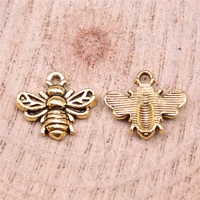 Breloque abeille rayée 11x14mm en alliage de zinc argent antique pour tirettes de fermeture éclair de sac d'apiculteur
