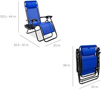 Chaise longue zéro gravité réglable, chaise inclinable de patio en fer pliable avec plateau porte-gobelets, pour piscine, plage, camping, salle de sport