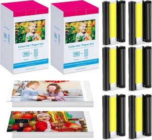 Lot de 2 cartouches d'encre et papier photo KP-108IN-2 compatibles avec les imprimantes photo Canon <span class=keywords><strong>Selphy</strong></span> CP1300 CP1200 CP910 CP900 <span class=keywords><strong>CP1000</strong></span> - Product Image 1