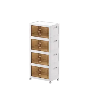 50cm Wide 4 tier folding cabinet Plastic material home use storage cabinet bathroom cabinet