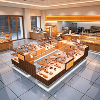 Luxuriöse LED-Bäckereivitrine mit Warmem Licht, Multifunktionale Konditorei-Auslage, Umweltfreundlich, Hochwertig, Kommerziell und Schlüsselfertig