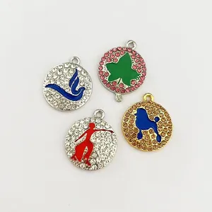 Colgante y dije de aleación clásica con diseño de niña griega, poodle, paloma, hiedra y letras, con diamantes de imitación, estilo 1922 1943, para collar, pendiente y pulsera - Product Image 6