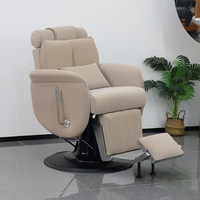 Fauteuil de Barbier Électrique en Cuir avec Pompe Hydraulique, Appuie-tête Entièrement Inclinable, Fonction Rabattable et Repose-pieds Amovible