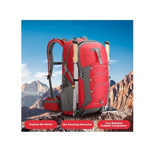 Sac à dos de randonnée, sac à dos de camping, sac à dos de randonnée imperméable 40L avec housse de pluie, sac à dos de voyage léger rouge - Product Image 6