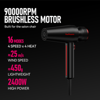 Sèche-cheveux FirePhoenix M1Plus 2200W 90000RPM 25m/s sans balais ionique LCD 16 modes 2 embouts magnétiques 450g double tension 127-240V