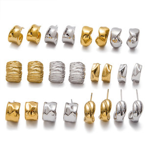 Pendientes de Aro Gruesos de Oro Hipoalergénicos de Acero Inoxidable 316L con Baño de Oro de 14k y 18k para Mujer - Product Image 5