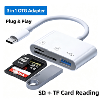 Multi-Function SD Card/TF Card Camera Reader USB C OTG Adapter for Type-C Phone Laptop and USB Flash Drive Converter
