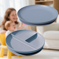 Vaisselle pour enfants écologique, couleur personnalisée, sans BPA, assiettes à ventouse de qualité alimentaire, ensemble d'alimentation pour bébé en silicone