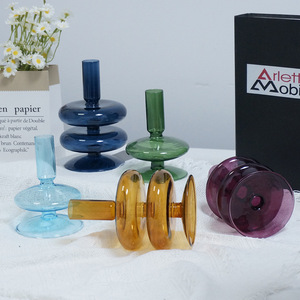 Vintage Kreativer Kerzenständer aus Hochwertigem Borosilikatglas, Schlicht Modern Unregelmäßig für Wohnzimmer und Esstisch - Product Image 2