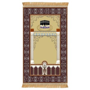 Hot Bán Thiết Kế Mới Cổ Điển Chống Trượt Thảm Cầu Nguyện Hồi Giáo Món Quà Hồi Giáo Gấp Cầu Nguyện Di Động Mat Làm Bằng Tay Sang Trọng Thảm - Product Image 4