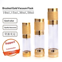 Stock usine – Flacon cosmétique de voyage sous vide en plastique dépoli rose, or et argent, avec bille roulante, pour lotion, 15ml, 30ml, 50ml