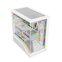 White Mid Tower ATX Gaming Case with Tempered Glass Front and Side USB Ports Cooling Holes Supports 360mm Top Radiator