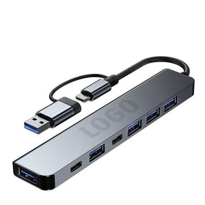Hub USB-C 7 en 1 en aluminium, USB 3.0 et 2.0, station d'accueil multiport, séparateur de type C, <span class=keywords><strong>adaptateur</strong></span> PD, hub USB - Product Image 2