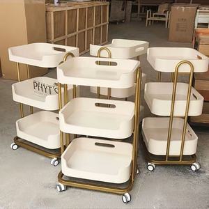 Chariot de Salon de Beauté Pliable de Luxe au Design Moderne, Multifonctionnel, en Métal, avec 4 Roues Robustes, pour Usage Domestique, Bureau et Chambre - Product Image 6