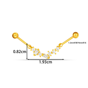 <span class=keywords><strong>Orecchini</strong></span> a perno per cartilagine e <span class=keywords><strong>helix</strong></span> Maina, gioielli per piercing industriale in <span class=keywords><strong>acciaio</strong></span> inossidabile con filettatura esterna, <span class=keywords><strong>orecchini</strong></span> a lobo con zircone per trago - Product Image 4
