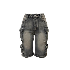 Peeqi LD2405 été nouveau femmes ample <span class=keywords><strong>jean</strong></span> Denim Shorts décontracté Cargo poche lavé Shorts grande taille ample Denim Shorts femmes - Product Image 4