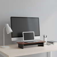Nouveau style – Support d'ordinateur portable et moniteur double couche en bois de noyer extensible et stable pour une utilisation saine sur le bureau