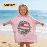 Cape de bain à capuche en polyester à séchage rapide, imprimé animalier personnalisé, éco-responsable, pour enfants, logo et couleurs personnalisés
