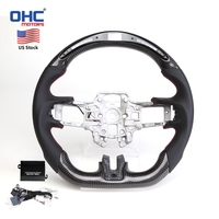 Volant en fibre de carbone avec LED pour Ford Mustang GT Ecoboost Shelby GT350 2015-2017 2018-2023, cuir perforé, entrepôt américain