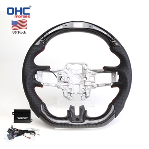 Volant à LED en fibre de carbone pour <span class=keywords><strong>Mustang</strong></span> <span class=keywords><strong>Gt</strong></span> Ecoboost <span class=keywords><strong>Gt</strong></span> Shelby Gt350 <span class=keywords><strong>2015</strong></span>-2017 2018-2023 Cuir perforé - Product Image 1