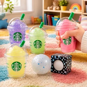 Cute Blue Iced Coffee Cup Squishy <b>Fidget</b> Toy-Stress Relief Squeeze Need Doh Portable Mini Toy for Kids & Teens Unisex - Product Image 4