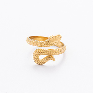 Snake Shape <b>Titanium</b> Steel <b>Ring</b> 18K Gold Plated Open Design For Women Party Jewelry - Product Image 4