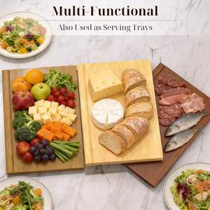 Ensemble de planches à découper en bois de style <span class=keywords><strong>livre</strong></span> avec support, planches à découper originales pour <span class=keywords><strong>légumes</strong></span>, fromage, viande, cadeau pour <span class=keywords><strong>les</strong></span> cuisiniers à domicile, décoration - Product Image 5