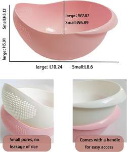 Passoire de lavage en plastique alimentaire avec poignée pour riz, légumes et fruits, avec égouttoir - Product Image 2
