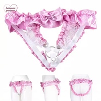 Nouvelle ceinture de chasteté rose en dentelle avec nœud, ceinture de maintien pénien avec verrouillage CB, ceinture de soutien Sissy, accessoires érotiques SM pour homme, jouet sexuel