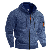 Pull d'hiver pour hommes Manteau à capuche solide en polaire et en laine cardigan à fermeture éclair pour hommes