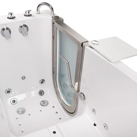 Baignoire à encastrement moderne blanche de style américain avec accoudoirs pour seniors - Acrylique profond avec fonction de massage