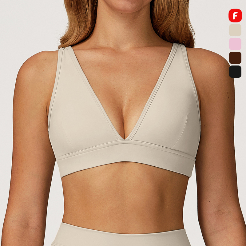 FANCO Backless Deep V Women Yoga Bra Top Quick-Dry Breathable Shockproof Running Fitness Gym Active Top Sports Bra