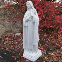 Statue religieuse catholique sculptée à la main en marbre blanc, Sainte Thérèse de Lisieux