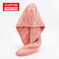 Serviette de séchage pour cheveux en microfibre super absorbante avec bord élastique, douce et réutilisable pour tous types de cheveux