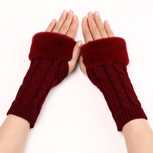 Automne hiver femmes tricoté demi doigt <span class=keywords><strong>laine</strong></span> <span class=keywords><strong>gants</strong></span> sans doigts bras manches <span class=keywords><strong>gants</strong></span> chauds - Product Image 1