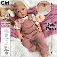 Poupées Reborn en Silicone Corps Entier de 17 Pouces, Filles, Artisanales, avec Veines et Bouche Ouverte, Jouets de Collection
