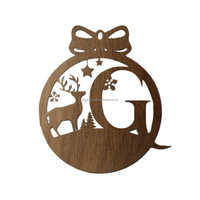 Nom personnalisé Alphabets personnalisé en bois artisanat écologique décoratif suspendu pendentif en bois pour la décoration d'arbre de Noël