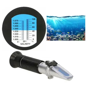 Refratômetro de salinidade alcance 100, refratômetro de mão para água salgada
