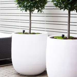 Outdoor Large Round Fiberglass Flower Pot, Hot Selling Models FRP Big Planter For Garden Hotel Decoration
