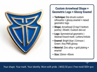 Maßgefertigtes Shibo-Schild-Emblem aus Hartemaille für Blau-Gold-Plattiertes T-Buchstaben-Abzeichen Antikes Organisations-Gedenkmetall-Emblem