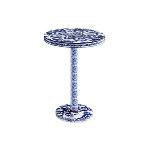 Mesa Auxiliar Artística de Lujo, Moderna, Redonda, de Madera Azul y Blanca, Ideal para <span class=keywords><strong>Villas</strong></span> de Diseño y Salas de Estar - Product Image 6