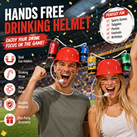 Casque créatif pour boisson avec paille, support double pour canettes de bière et de soda, chapeau mains libres pour boissons, idéal pour les événements sportifs, les jeux, les anniversaires et les fêtes
