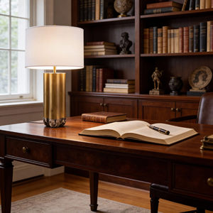 Atotalof Modern Gold Fabric Table <b>Lamp</b> E27 <b>LED</b> 220V Switch Control For Living Room Bedroom - Product Image 3