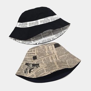 Nouveauté : Chapeau Bob Réversible Unisexe 2-<span class=keywords><strong>en</strong></span>-1 Noir et à Motif Journal, Style Vintage Décontracté, Protection Solaire - Product Image 3