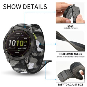 Bracelet en nylon tressé pour montre connectée sportive, boucle auto-agrippante, 22 mm/26 mm, compatible avec <span class=keywords><strong>Garmin</strong></span> Fenix 5/Enduro <span class=keywords><strong>3</strong></span>/<span class=keywords><strong>Epix</strong></span> Pro Gen - Product Image 3