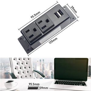Multiprise de surface pour table avec 2 prises USB et 1 prise secteur, 2 pieds, US Furniture - Product Image 2
