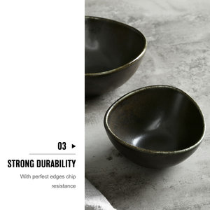 Vente en gros directe d'usine, bols en céramique noirs mats irréguliers écologiques et petits bols à sauce en porcelaine pour restaurants - Product Image 5