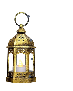 Lanterne à bougie en métal avec cadre en fer finition or et panneaux en verre pour décoration de maison et de mariage - Product Image 6