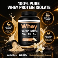 Protéine de lactosérum isolée en poudre de marque personnalisée 2LB saveur vanille, absorption facile, shake protéiné pour la récupération après l'entraînement, en vrac